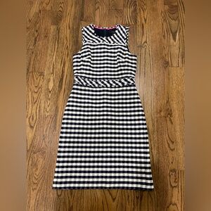 J. Crew Navy and White Gingham Tweed Dress in 8 Tall